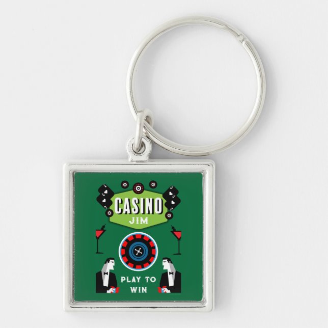 Casino Gambling Poker Roulette  Keychain (Front)