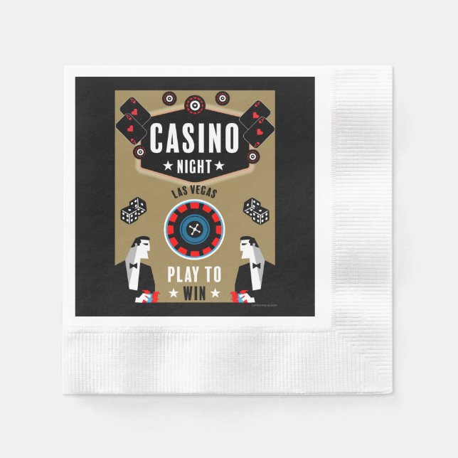 Casino Gambling Poker Roulette  Napkin (Front)