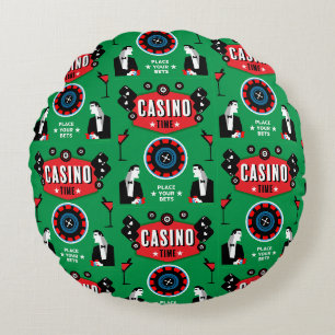 Casino Gambling Poker Roulette Round Pillow