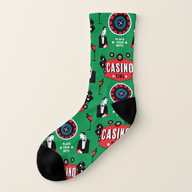 Casino Gambling Poker Roulette  Socks (Left Outside)