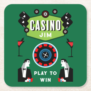 Casino Gambling Poker Roulette  Square Paper Coaster