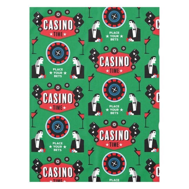 Casino Gambling Poker Roulette  Tablecloth (Front)