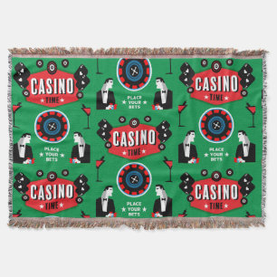 Casino Gambling Poker Roulette  Throw Blanket