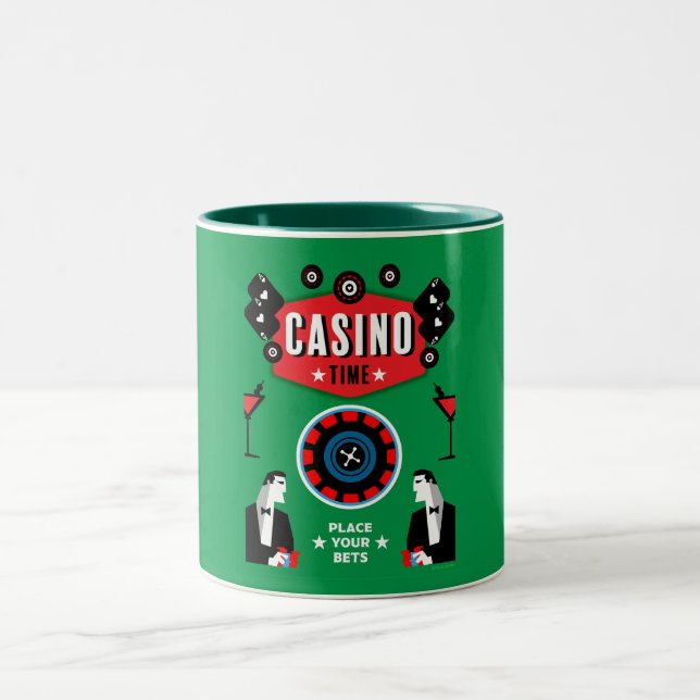 Casino Gambling Poker Roulette  Two-Tone Coffee Mug (Center)