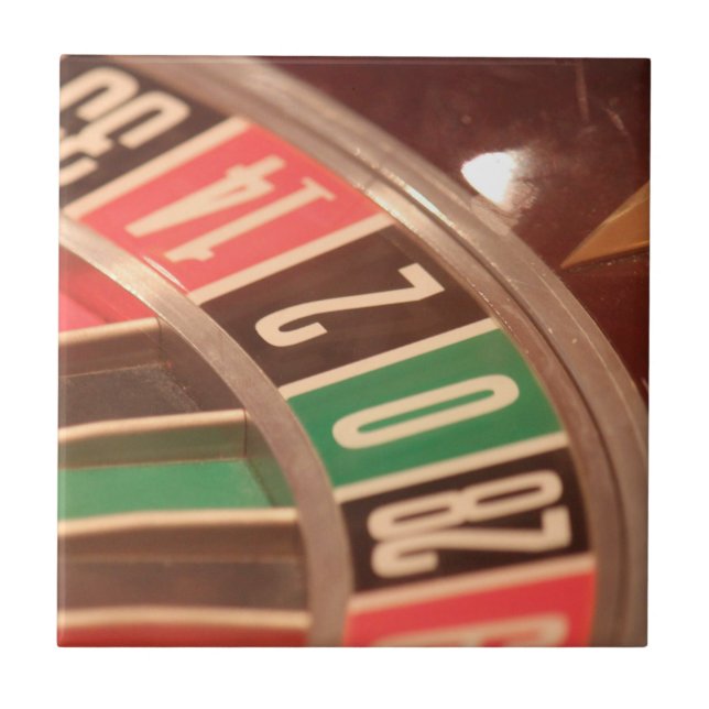 Casino Gambling Roulette Wheel Vintage Retro Style Tile (Front)