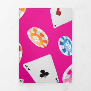 Casino, Games accessories pattern 7 Tri-Fold Holiday Card
