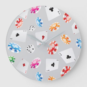 Casino, Games accessories pattern 8 Large Clock