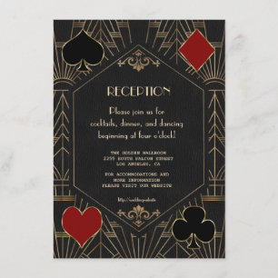 Casino Gold Black 20s Gatsby Wedding Reception Enclosure Card