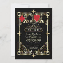 Casino Gold Black Art Deco Roaring 20s Wedding