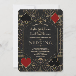 Casino Gold Black Gatsby 1920s Gambling Wedding Invitation
