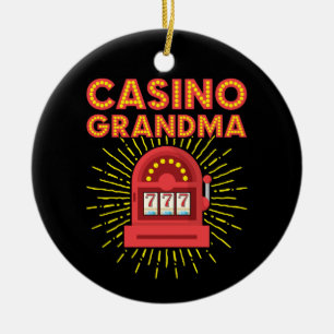 Casino Grandma Gambling Granny Ceramic Ornament