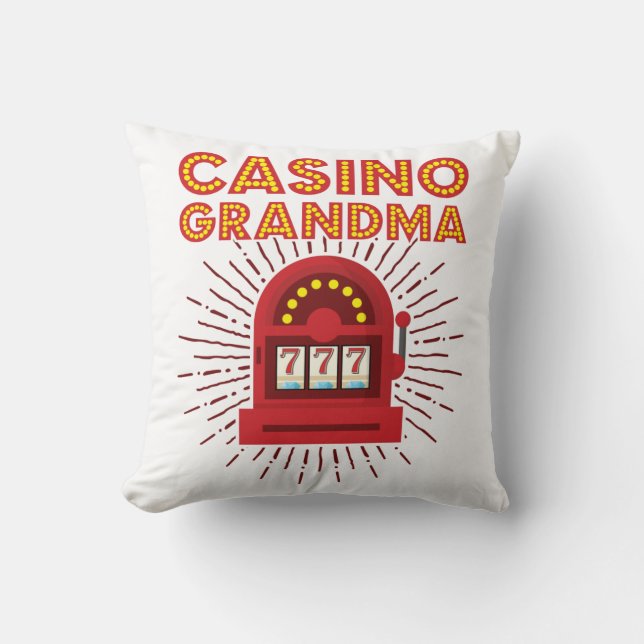 Casino Grandma Slot Machine Gambling Grandmother Throw Pillow (Front)