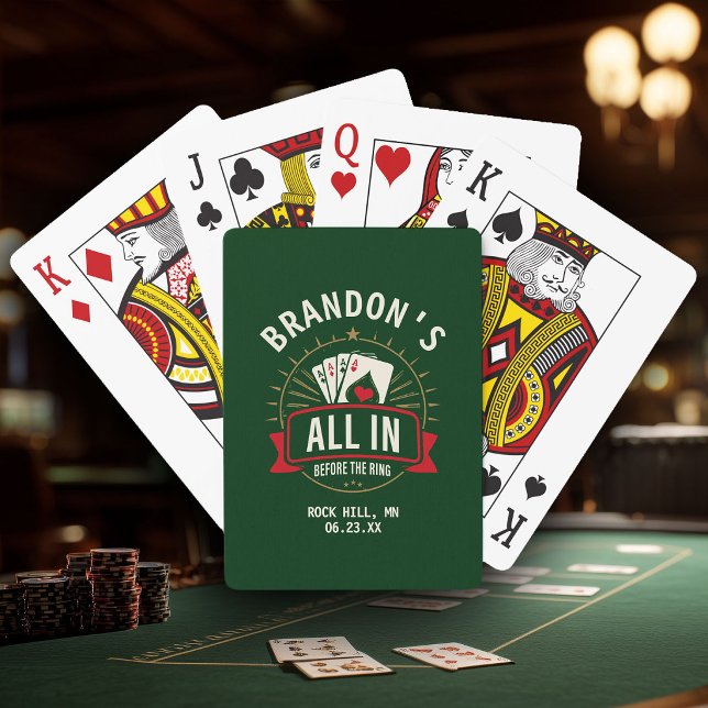 Casino Green Bachelor Party Custom Poker Night Playing Cards (Creator Uploaded)