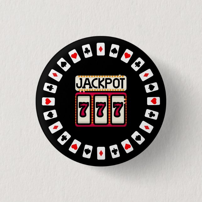 Casino Hit the Jackpot 777 1 Inch Round Button (Front)