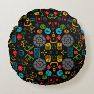 Casino Icons   Round Pillow