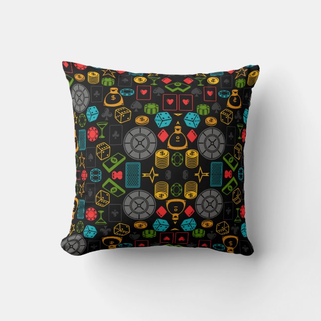 Casino Icons Throw Pillow (Front)
