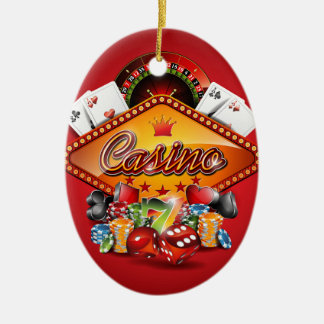 Casino illustration with gambling elements ceramic ornament