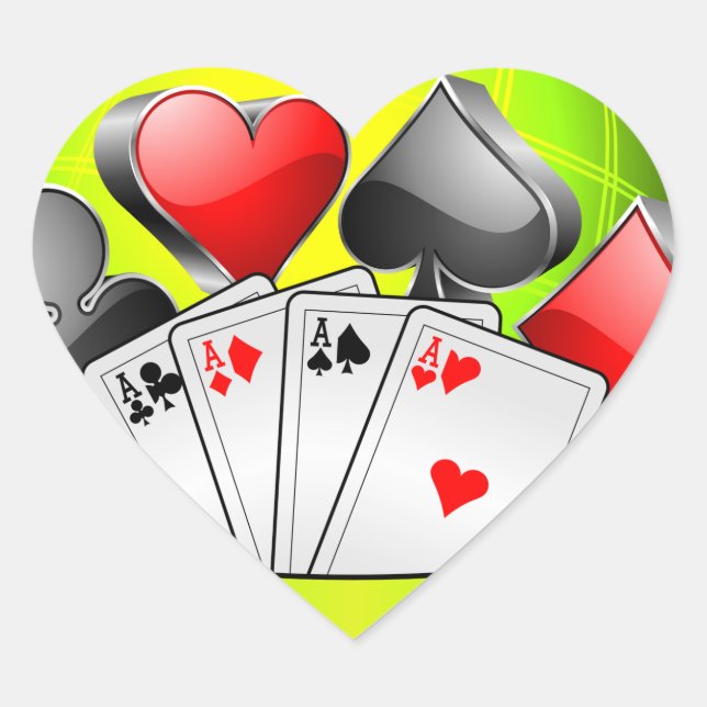 Casino illustration with gambling elements heart sticker (Front)