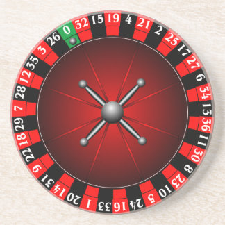 Casino illustration with roulette wheel coaster
