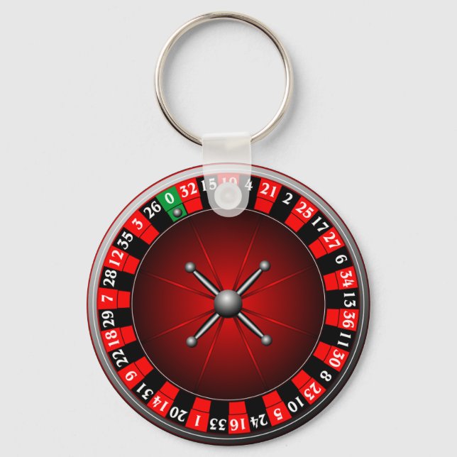 Casino illustration with roulette wheel keychain (Front)
