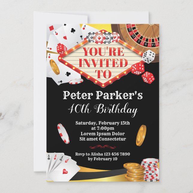 Casino Invitation Anniversaire (Devant)