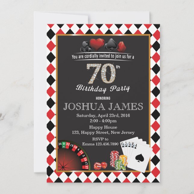 Casino Invitation d'anniversaire 70e (Devant)