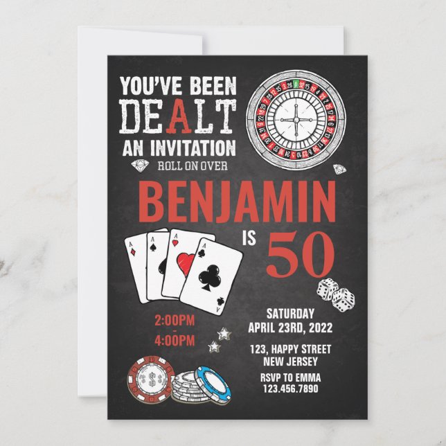 Casino Invitation d'anniversaire - n'importe quel  (Devant)
