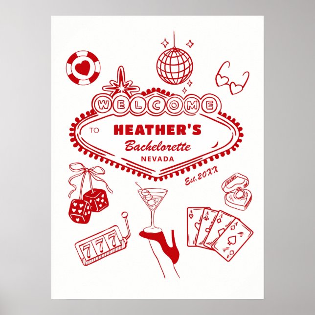Casino Las Vegas Bachelorette Party Welcome Poster (Front)