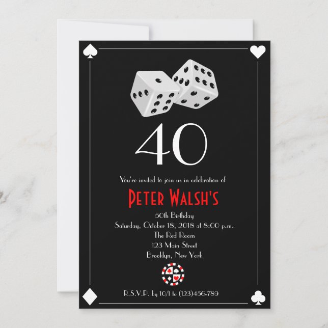 Casino Las Vegas Invitation d'anniversaire (Devant)