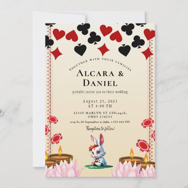 Casino Las Vegas Poker wedding Invitation (Front)