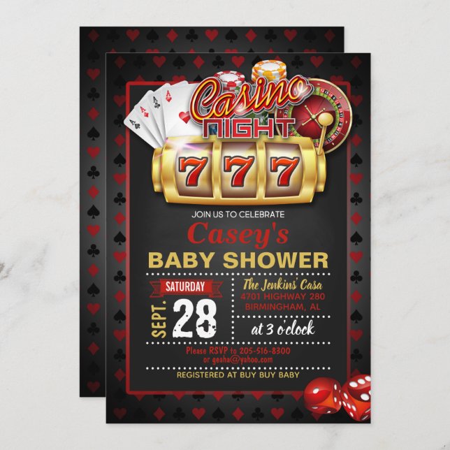 Casino Night Baby Shower Invitation (Front/Back)