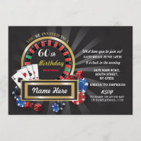 Casino Night Birthday Las Vegas Invite Party