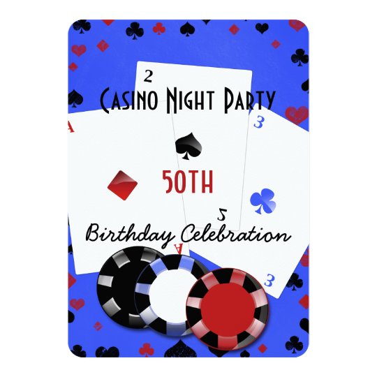 Casino night birthday party card