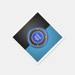 Casino Night Black and Blue Poker Chip Napkin