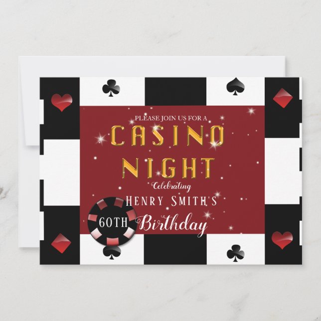 Casino Night Las Vegas Birthday Party Invitation (Front)