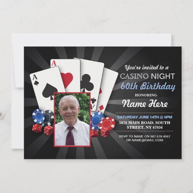 Casino Night Las Vegas Photo Birthday Invitation (Front)