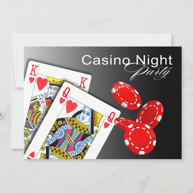 Casino Night Las Vegas Poker Party - red Invitation (Front)