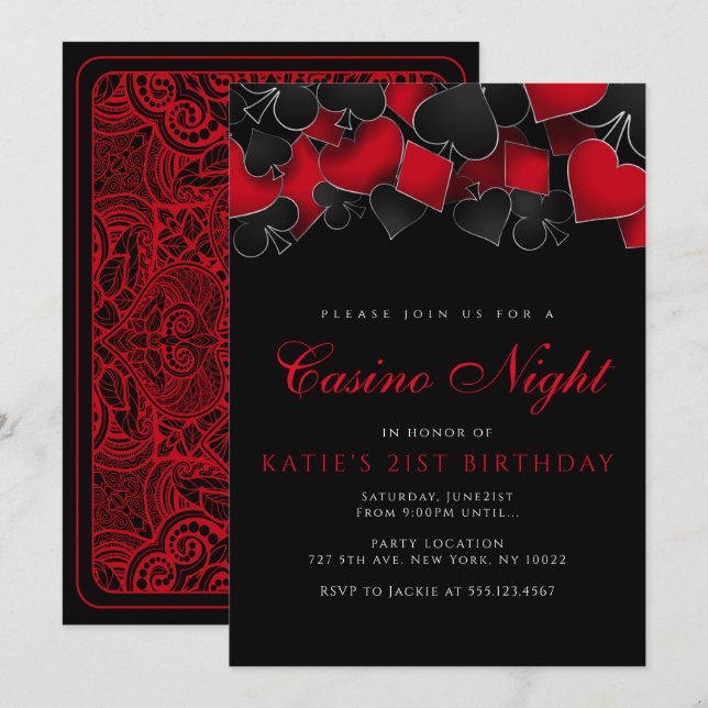 Casino Night Party Invitations (Front/Back)