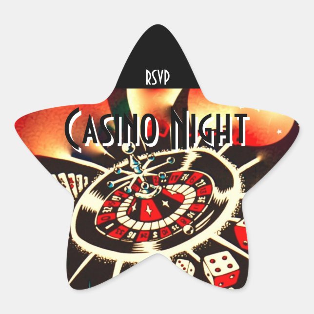 Casino Night Party star rsvp Star Sticker (Front)