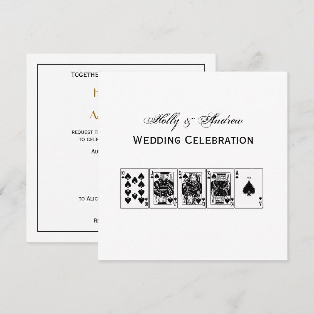 Casino Night Poker Royal Straight Flush Spades Invitation (Front/Back)