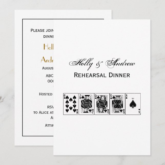 Casino Night Poker Royal Straight Flush Spades Invitation (Front/Back)