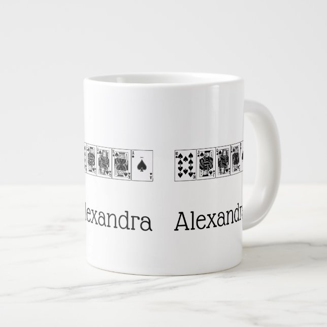 Casino Night Poker Royal Straight Flush Spades Large Coffee Mug (Front Right)