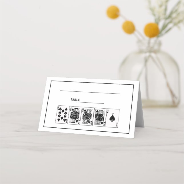 Casino Night Poker Royal Straight Flush Spades Place Card (Back)