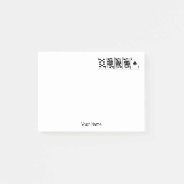 Casino Night Poker Royal Straight Flush Spades Post-it Notes (Front)