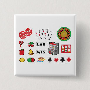 Casino Night Slot Machine Poker Lucky 7s 2 Inch Square Button