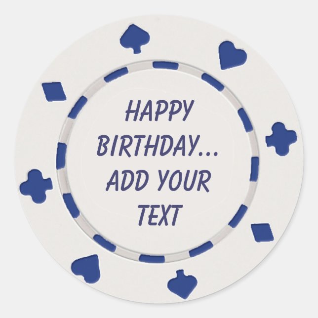 Casino Nuit Anniversaire Cupcake Toppers Stickers (Devant)