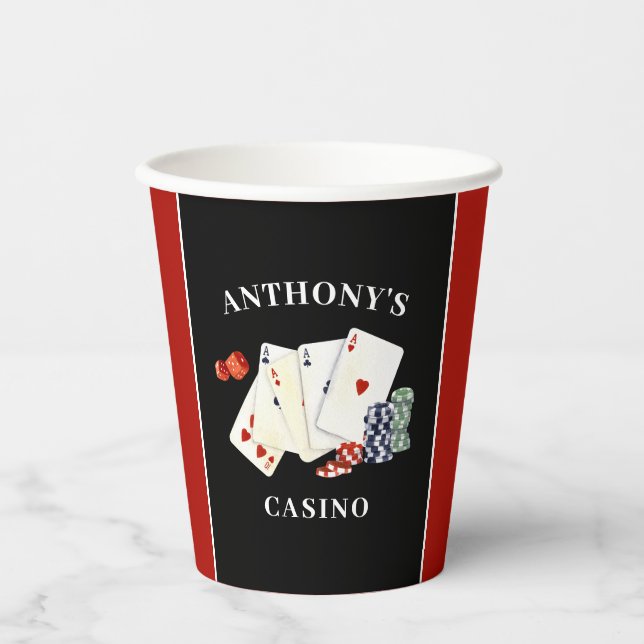 Casino Party Personalized Paper Cups (Front)