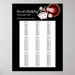 CASINO party seating sign, birthday party seat Poster