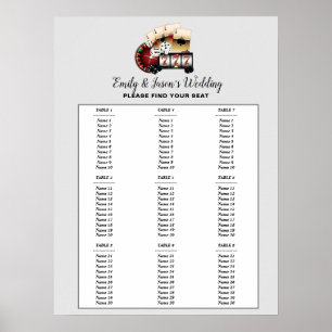 CASINO party seating sign, wedding seat chart