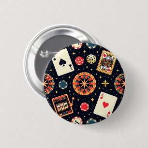 Casino pattern theme on black 2 inch round button